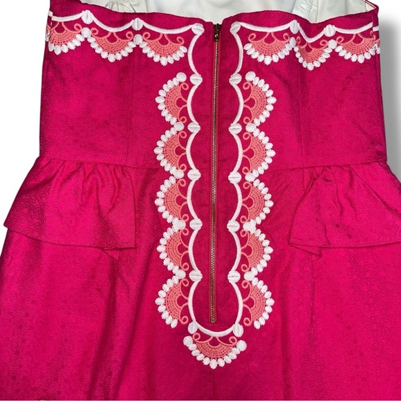 Lilly Pulitzer Maybell Peplum Embroidered Dress in Azalea Pink Size 12 - Picture 13 of 16